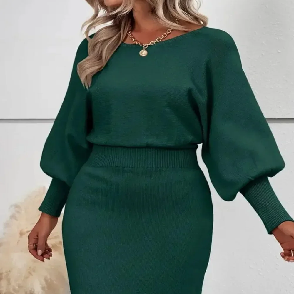 Plus Size Women's Long Sleeve Temperament Dress - Picture 1 of 5